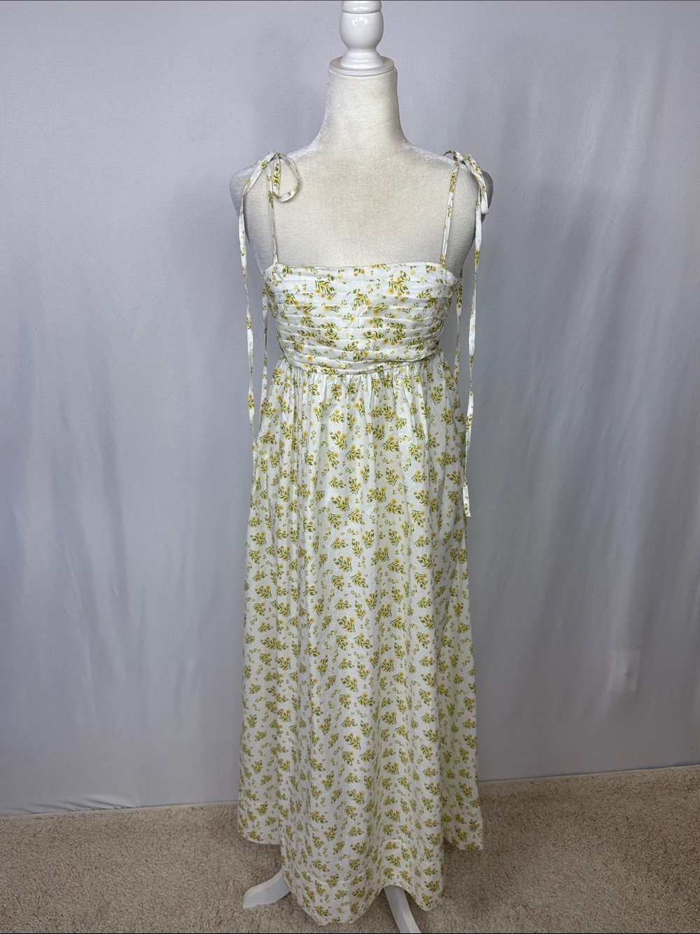 Petal &‎ Pup Ashtyn Pleated Bodice Maxi Sundress Size 6 Floral Yellow - Picture 5 of 13
